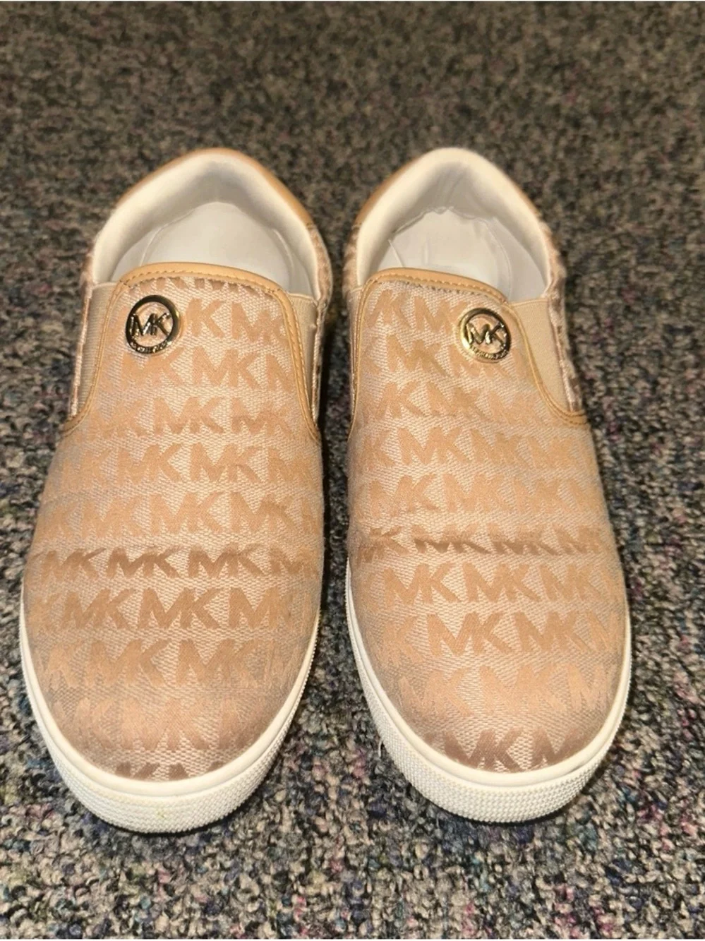 Michael Kors Tan MK Monogram Slip-On Sneakers